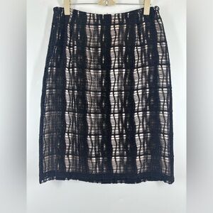 NWOT Tocca Glitter Lace Fishnet Overlay Black Pink Sparkly Knee Length Skirt 6